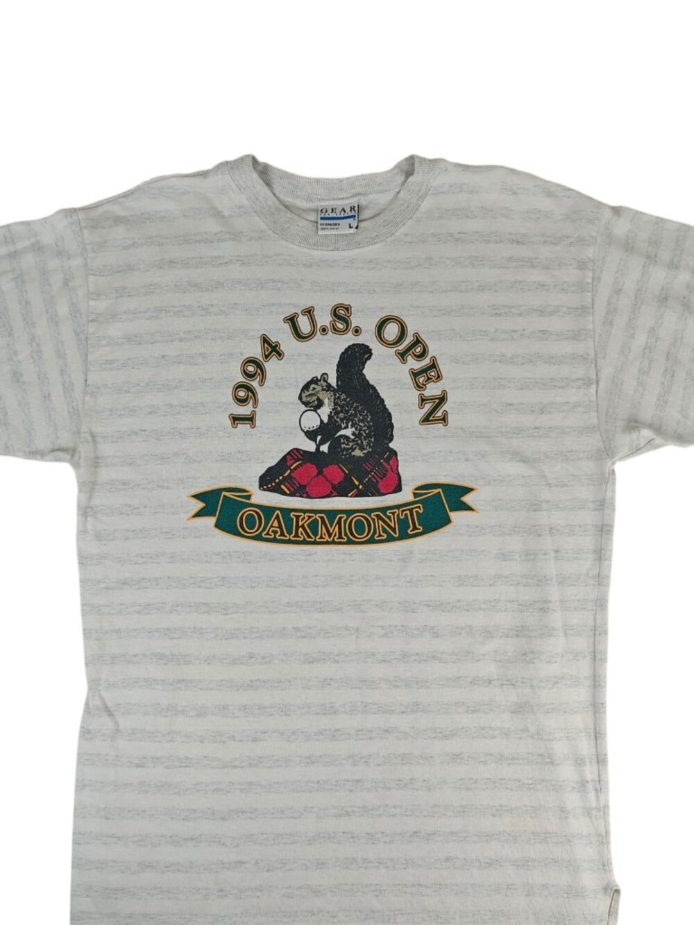 Vintage 1994 U.S. Open Oakmont Men's T-Shirt 1994 Gray Striped Cotton Large PGA